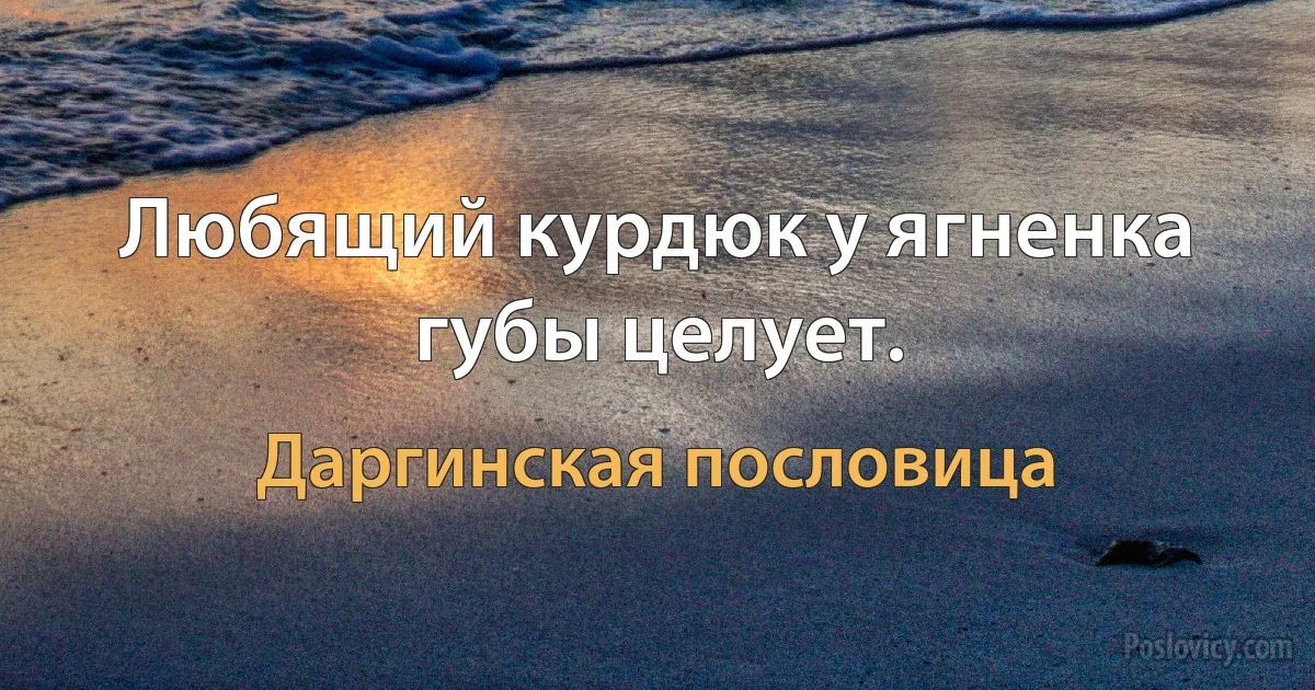 Любящий курдюк у ягненка губы целует. (Даргинская пословица)