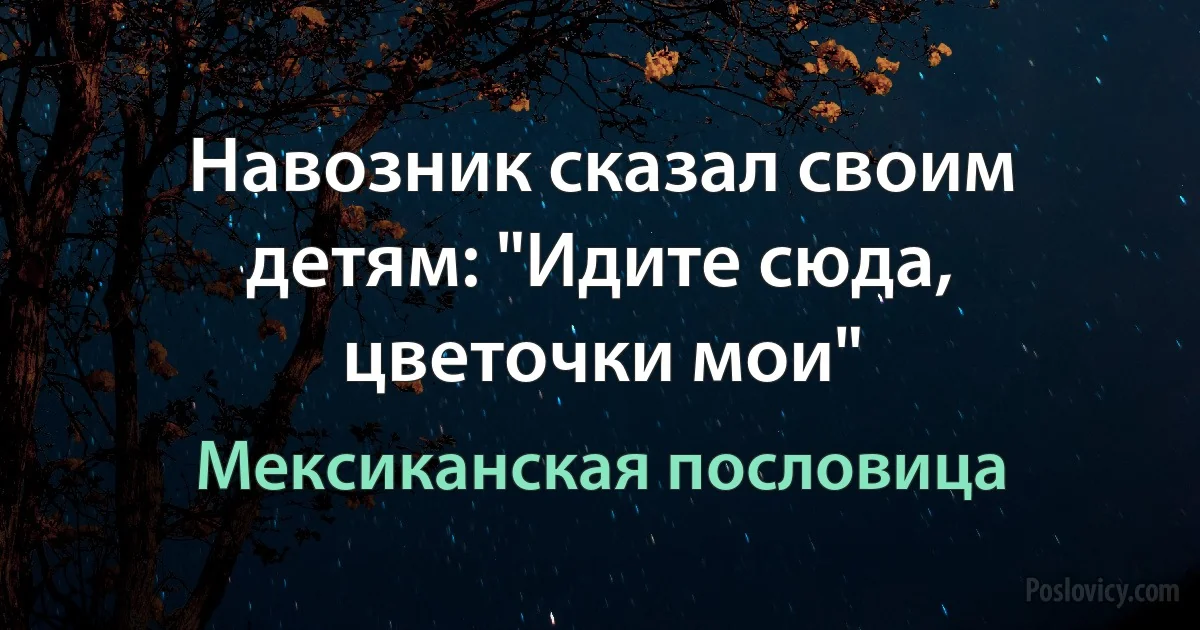 Навозник сказал своим детям: "Идите сюда, цветочки мои" (Мексиканская пословица)