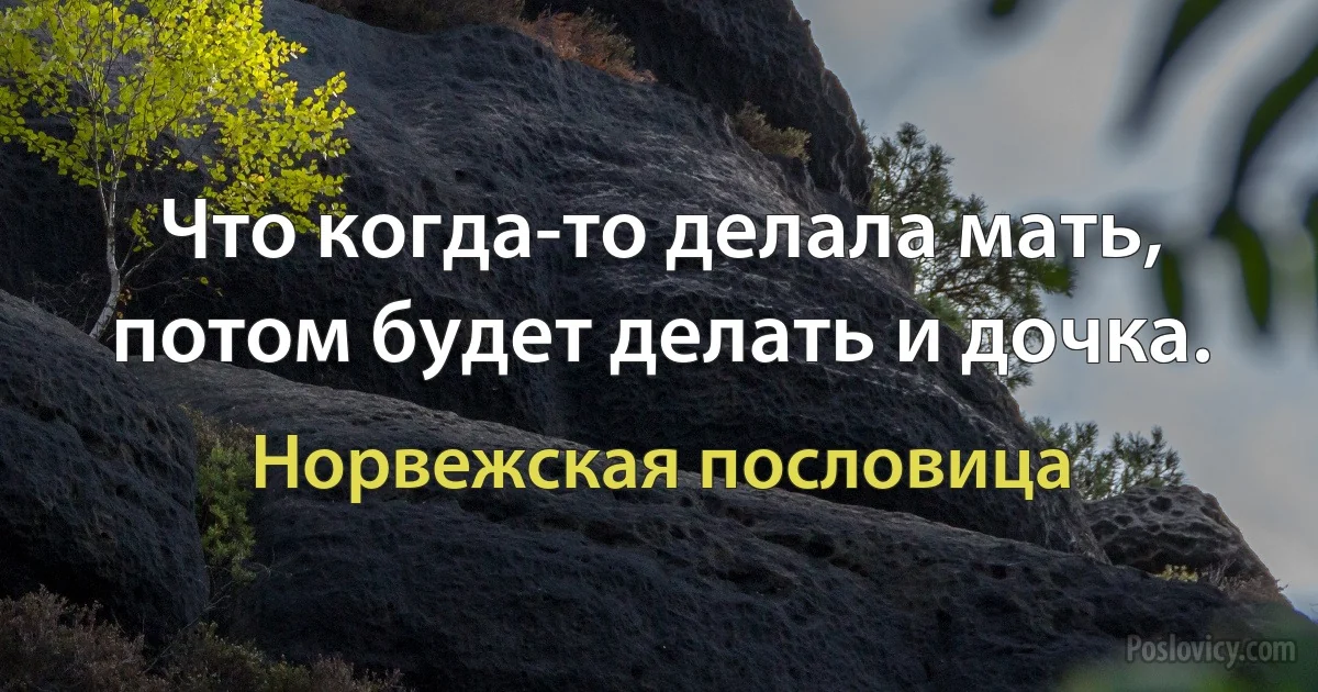 Что когда-то делала мать, потом будет делать и дочка. (Норвежская пословица)