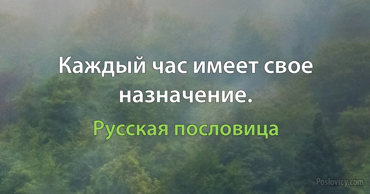 Каждый час имеет свое назначение. (Русская пословица)