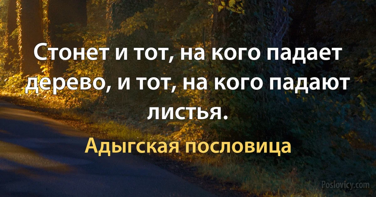 Стонет и тот, на кого падает дерево, и тот, на кого падают листья. (Адыгская пословица)