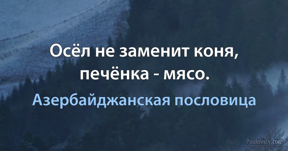 Осёл не заменит коня, печёнка - мясо. (Азербайджанская пословица)