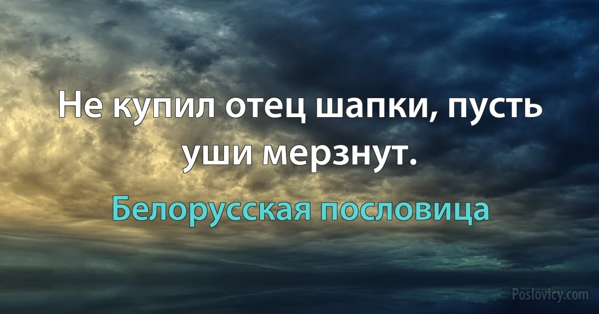 Не купил отец шапки, пусть уши мерзнут. (Белорусская пословица)