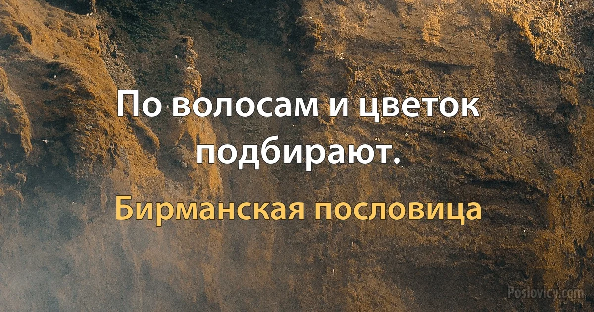 По волосам и цветок подбирают. (Бирманская пословица)