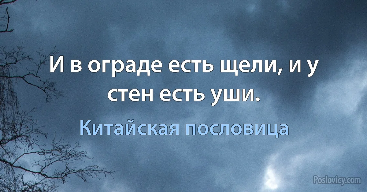 И в ограде есть щели, и у стен есть уши. (Китайская пословица)