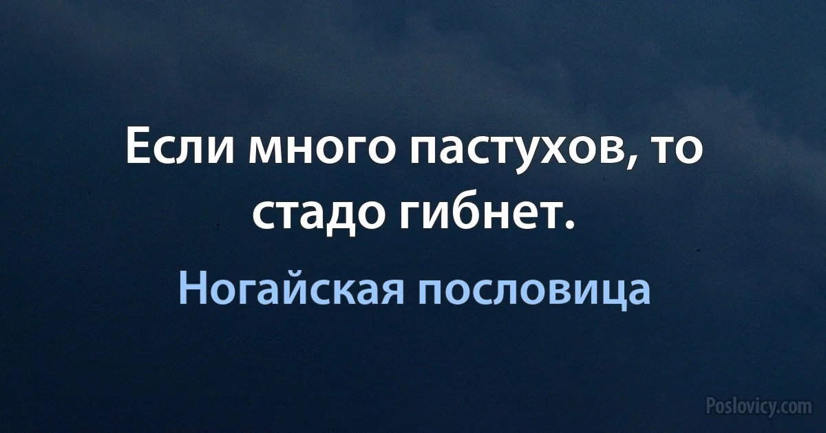 Если много пастухов, то стадо гибнет. (Ногайская пословица)