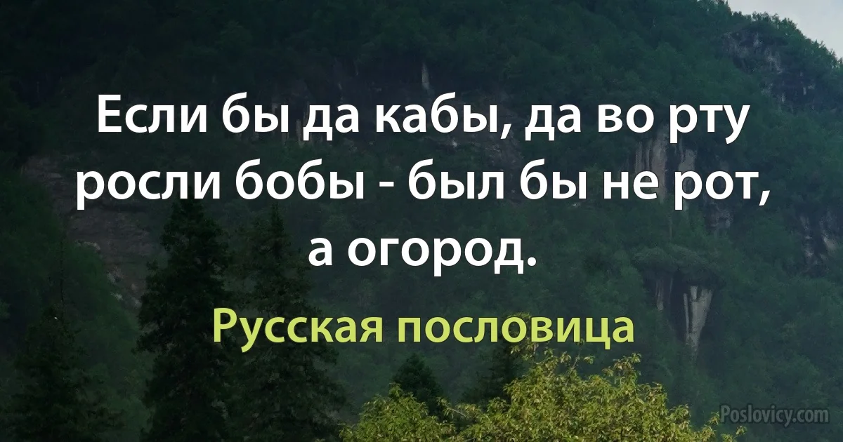 Если бы да кабы, да во рту росли бобы - был бы не рот, а огород. (Русская пословица)