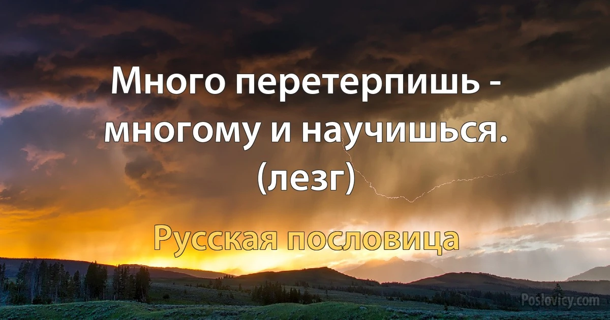 Много перетерпишь - многому и научишься. (лезг) (Русская пословица)