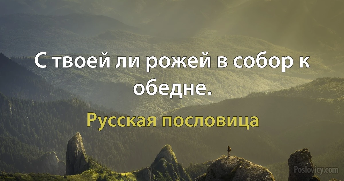 С твоей ли рожей в собор к обедне. (Русская пословица)