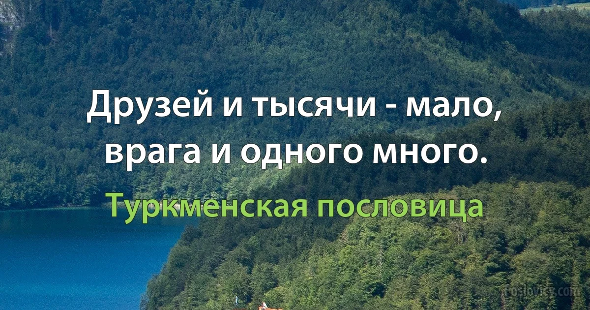 Друзей и тысячи - мало, врага и одного много. (Туркменская пословица)