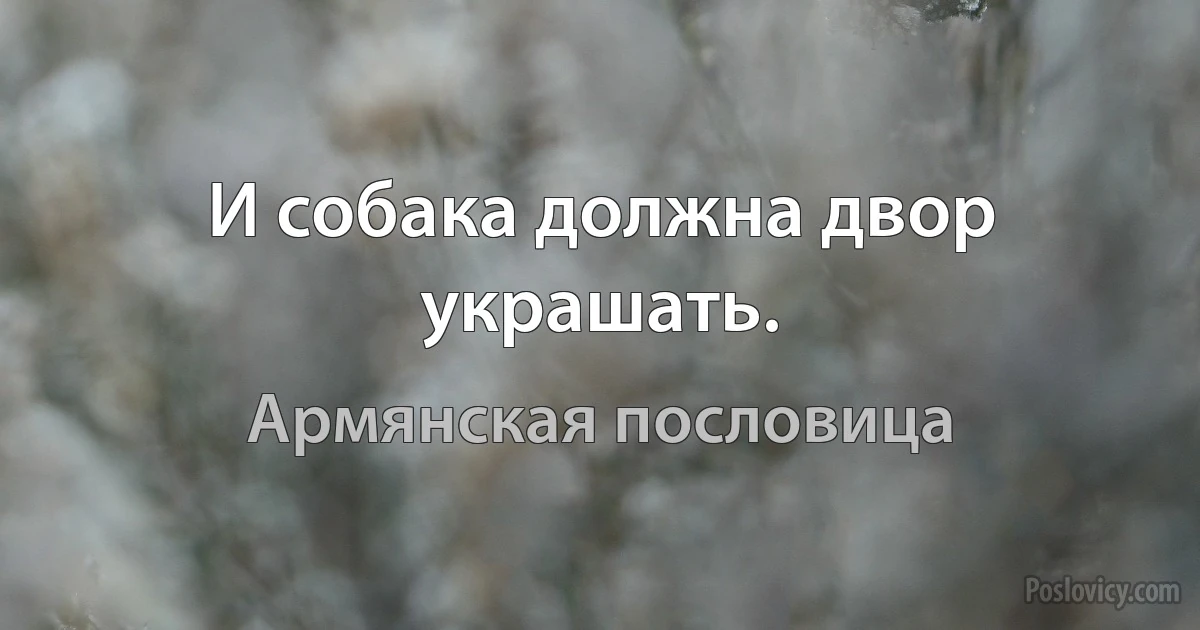 И собака должна двор украшать. (Армянская пословица)