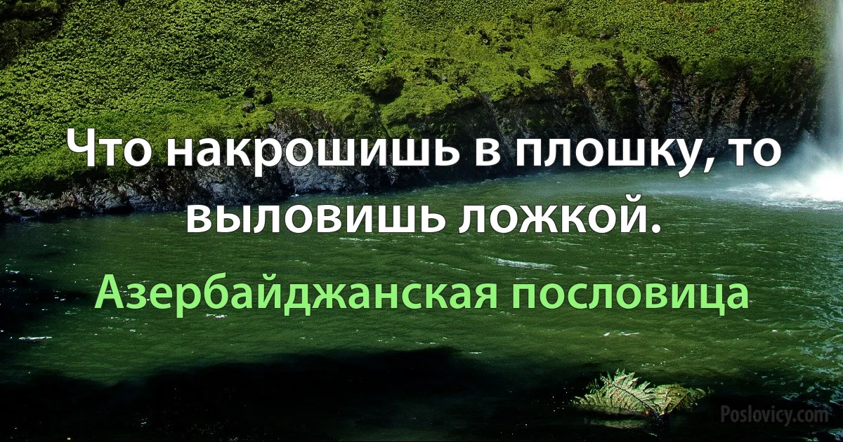 Что накрошишь в плошку, то выловишь ложкой. (Азербайджанская пословица)