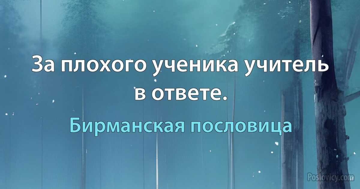 За плохого ученика учитель в ответе. (Бирманская пословица)