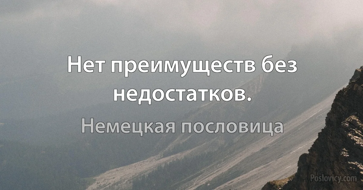 Нет преимуществ без недостатков. (Немецкая пословица)