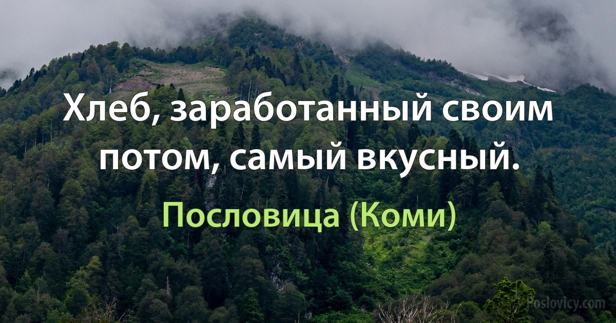 Хлеб, заработанный своим потом, самый вкусный. (Пословица (Коми))