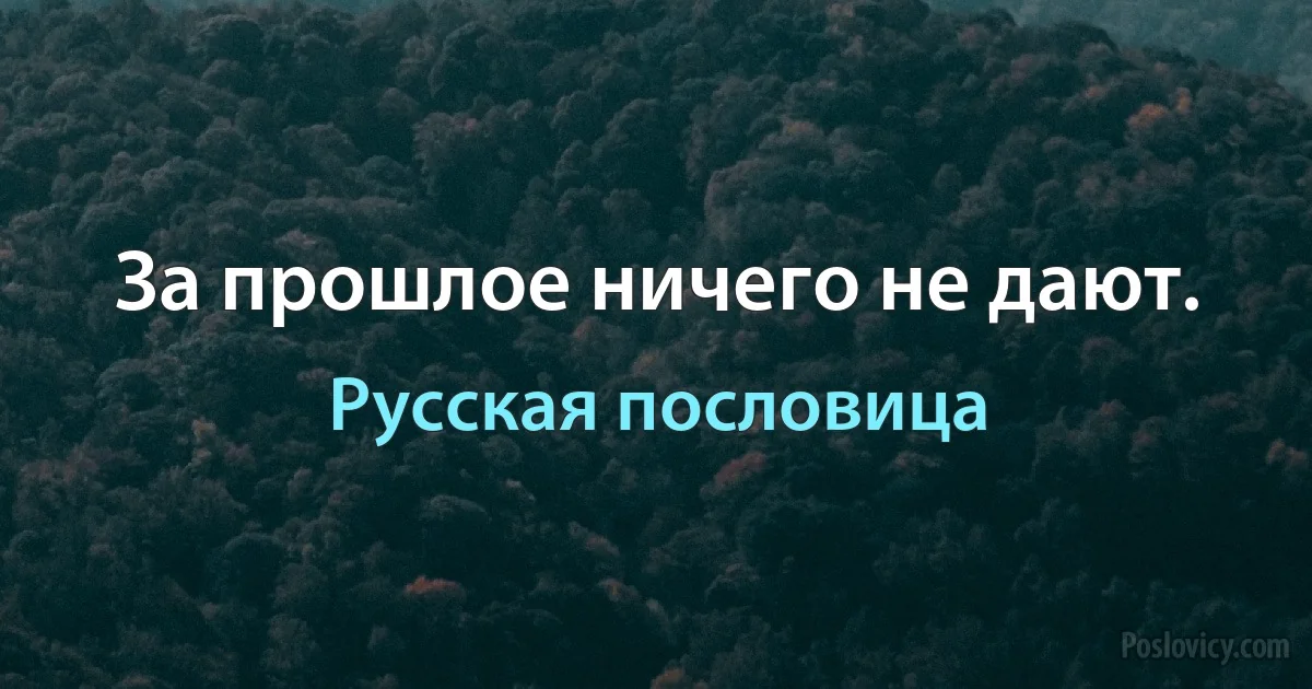 За прошлое ничего не дают. (Русская пословица)