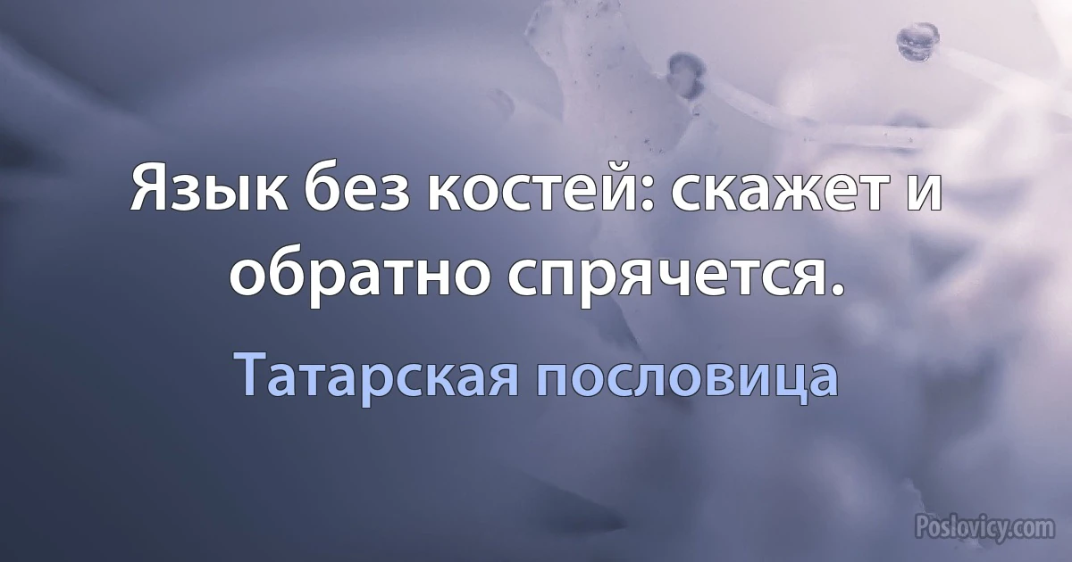 Язык без костей: скажет и обратно спрячется. (Татарская пословица)