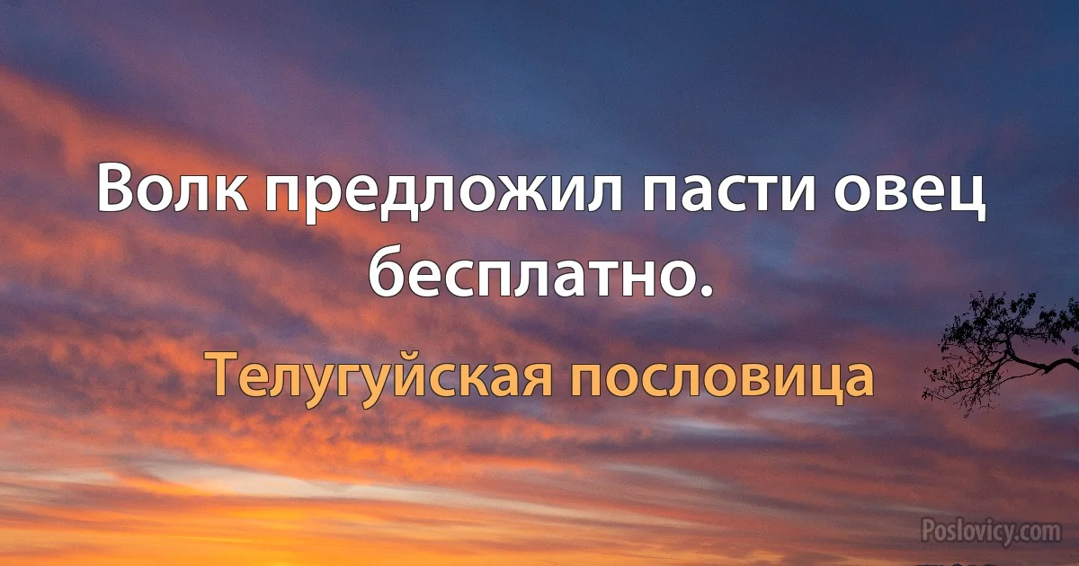 Волк предложил пасти овец бесплатно. (Телугуйская пословица)