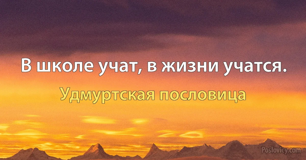 В школе учат, в жизни учатся. (Удмуртская пословица)