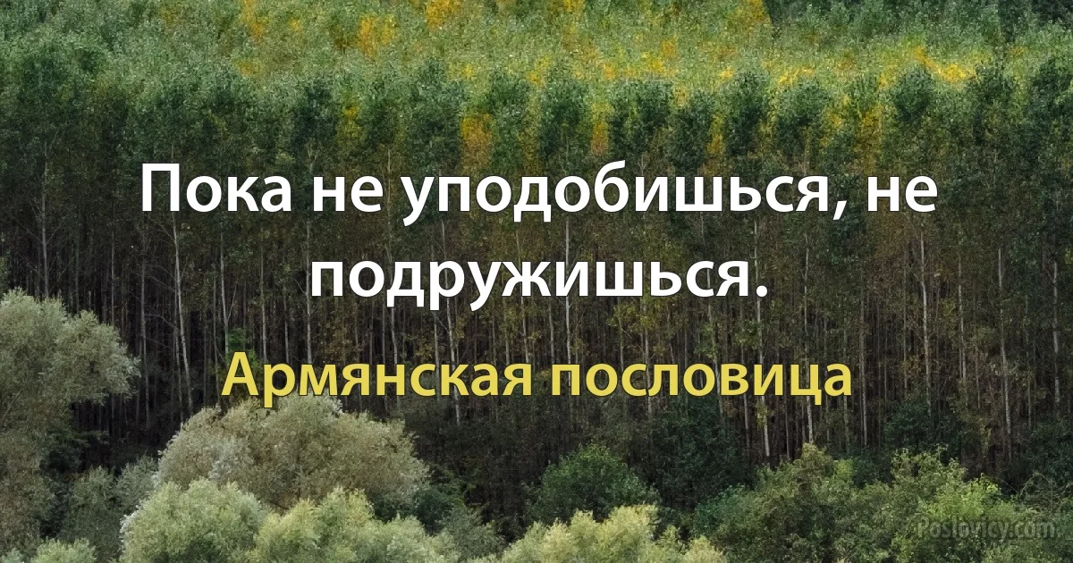 Пока не уподобишься, не подружишься. (Армянская пословица)