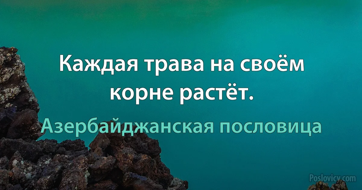 Каждая трава на своём корне растёт. (Азербайджанская пословица)