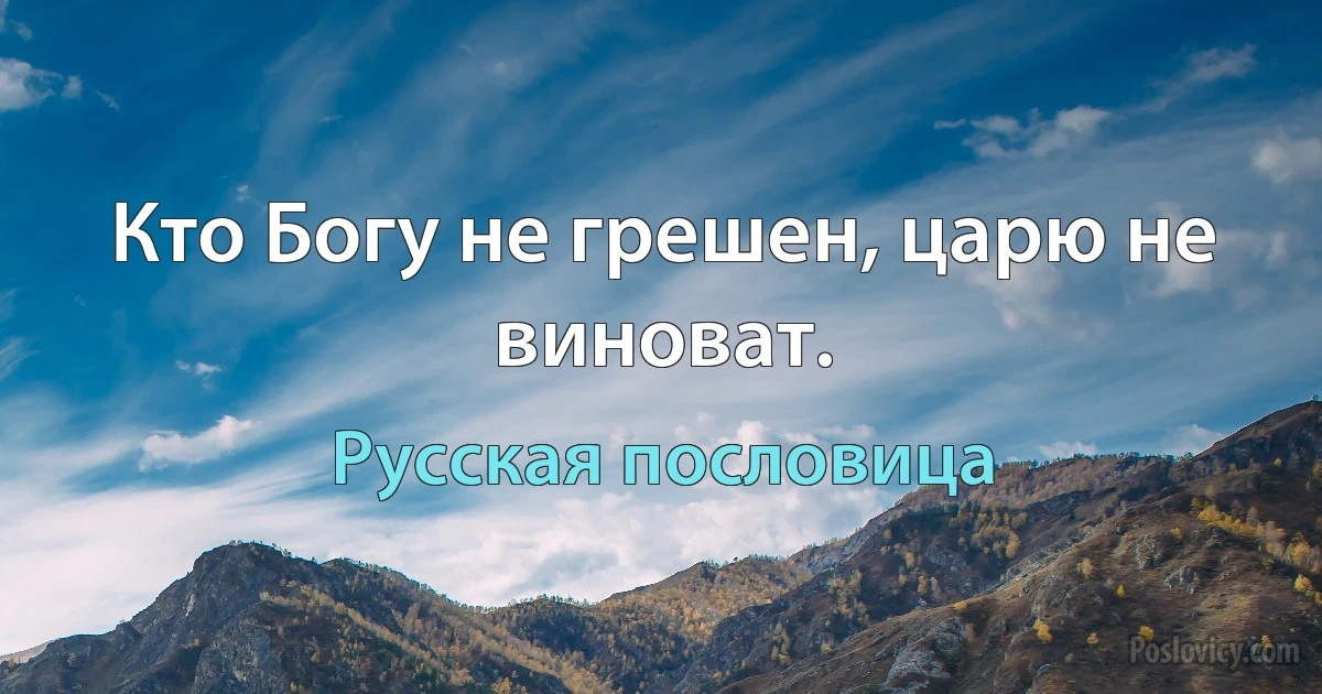 Кто Богу не грешен, царю не виноват. (Русская пословица)