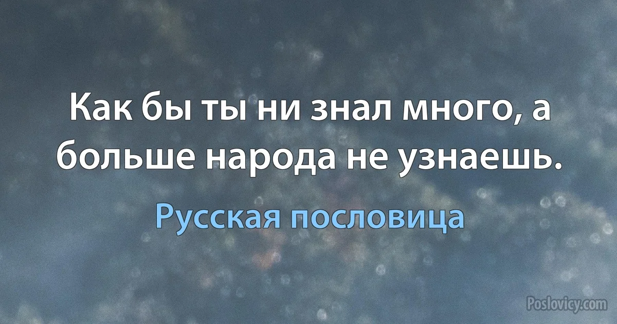 Как бы ты ни знал много, а больше народа не узнаешь. (Русская пословица)