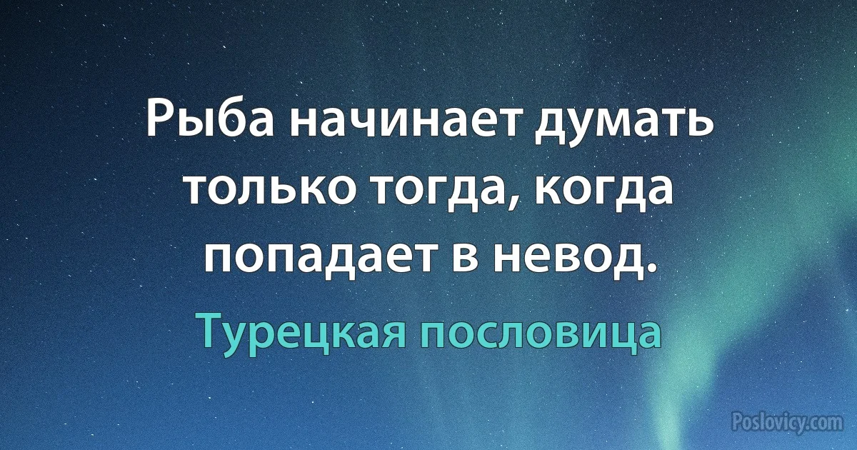 Рыба начинает думать только тогда, когда попадает в невод. (Турецкая пословица)