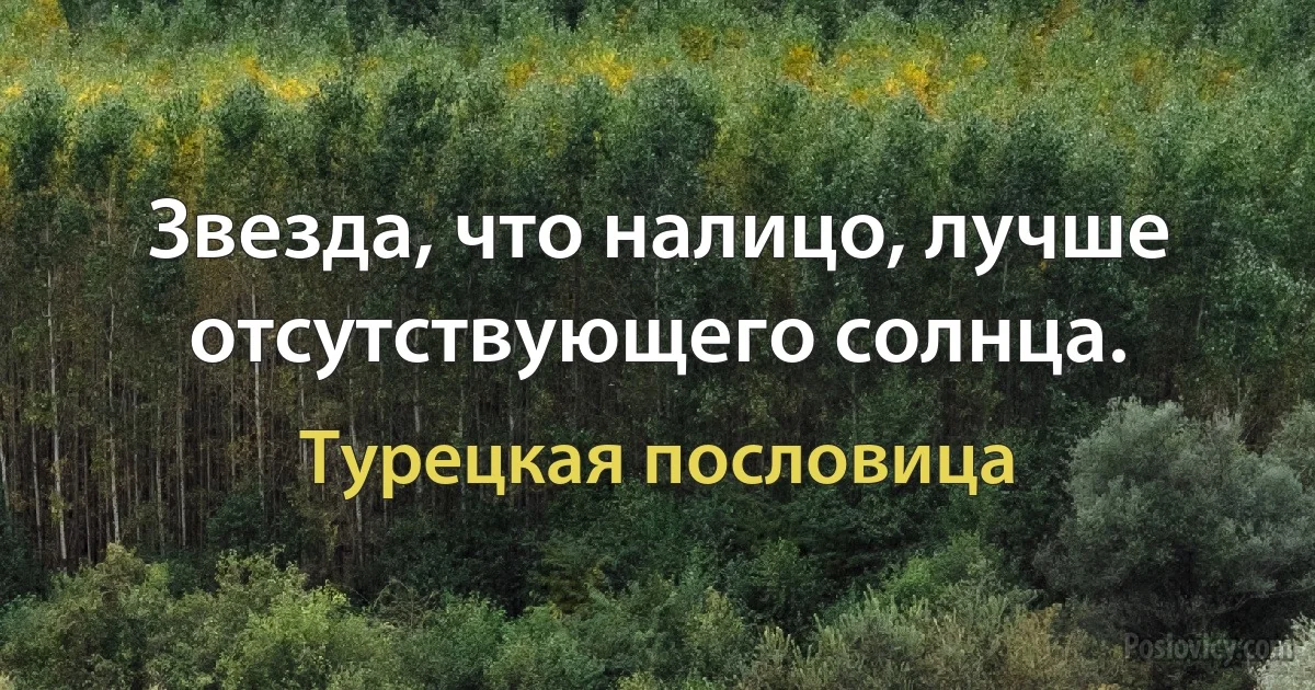 Звезда, что налицо, лучше отсутствующего солнца. (Турецкая пословица)