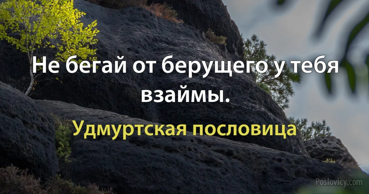 Не бегай от берущего у тебя взаймы. (Удмуртская пословица)