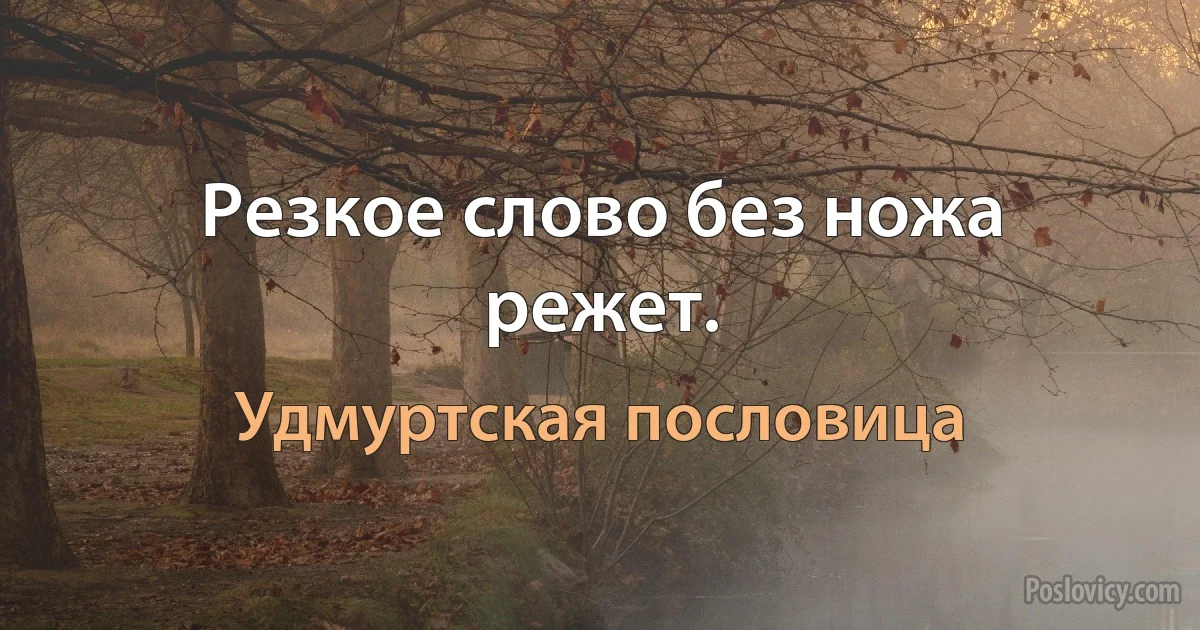 Резкое слово без ножа режет. (Удмуртская пословица)