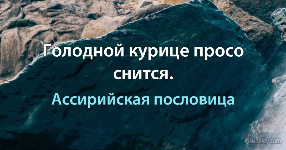 Голодной курице просо снится. (Ассирийская пословица)