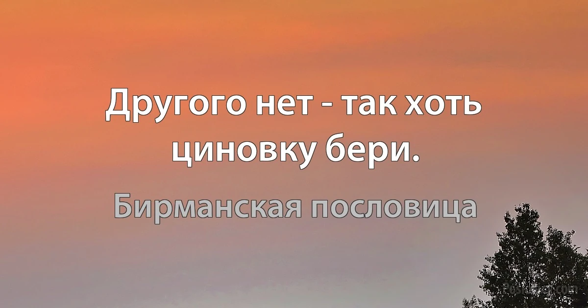 Другого нет - так хоть циновку бери. (Бирманская пословица)