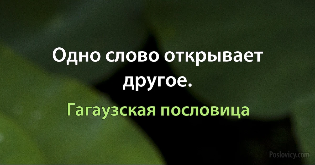 Одно слово открывает другое. (Гагаузская пословица)