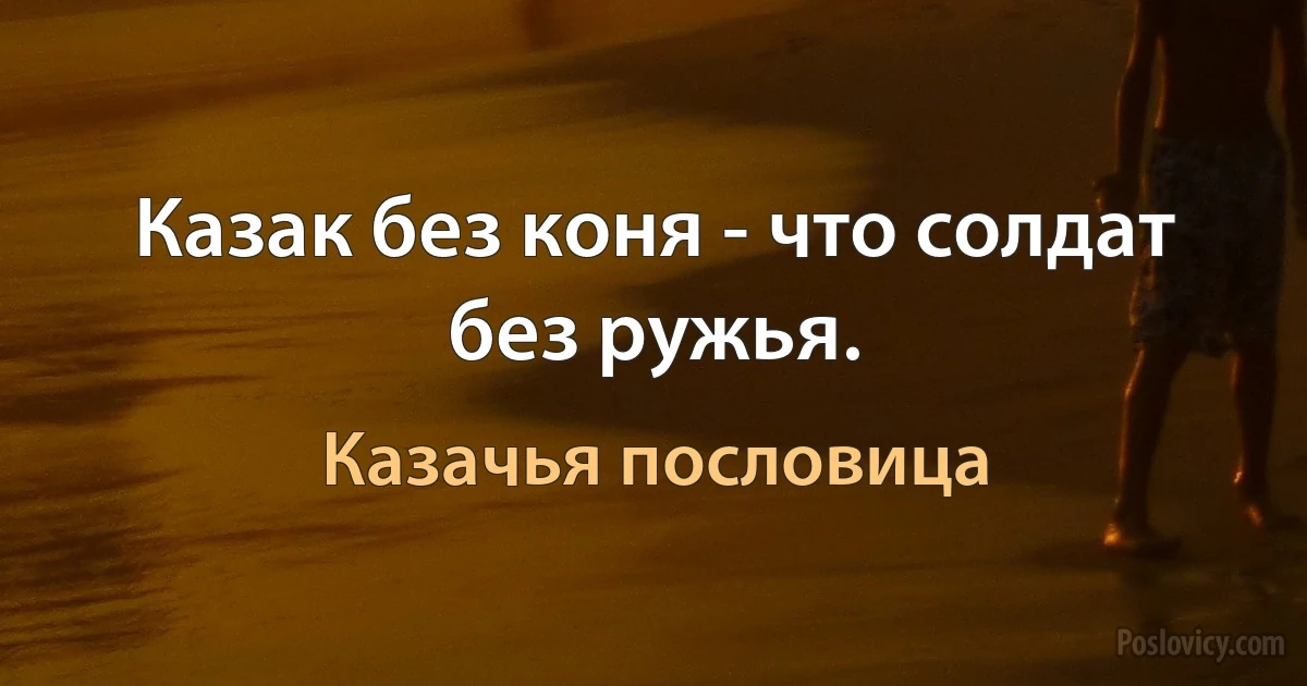 Казак без коня - что солдат без ружья. (Казачья пословица)