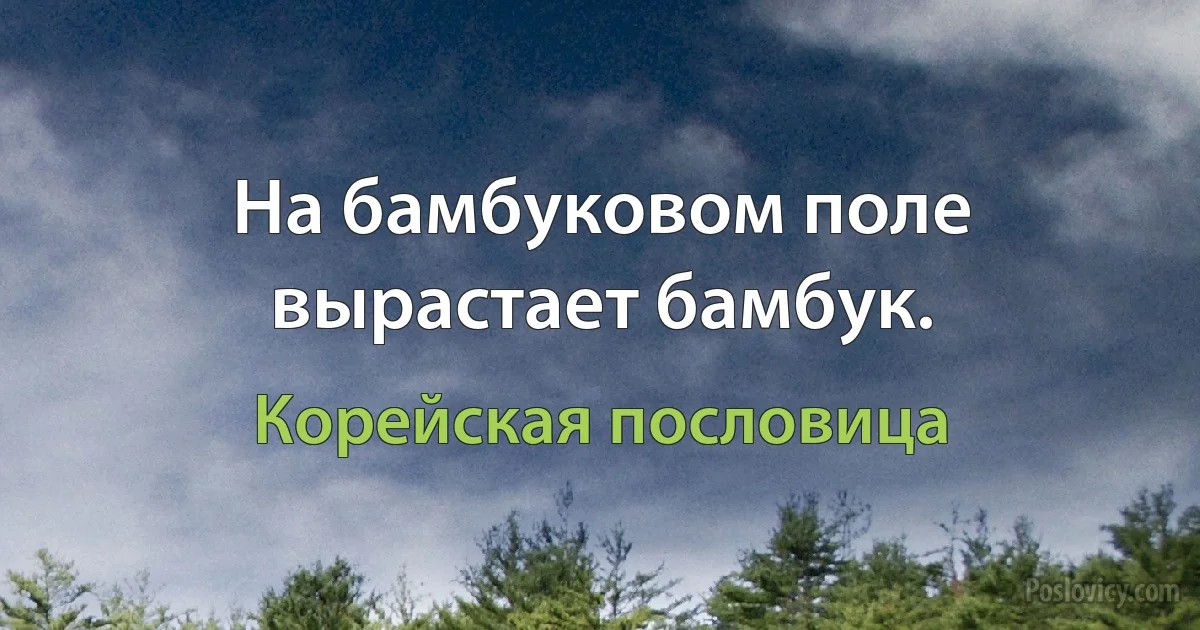 На бамбуковом поле вырастает бамбук. (Корейская пословица)