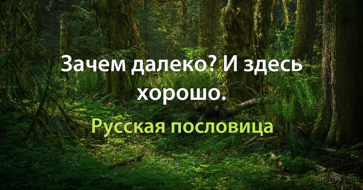 Зачем далеко? И здесь хорошо. (Русская пословица)