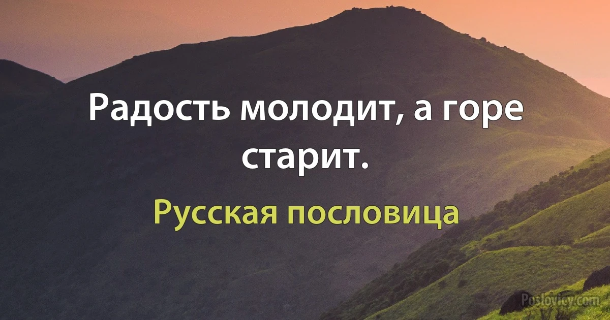 Радость молодит, а горе старит. (Русская пословица)