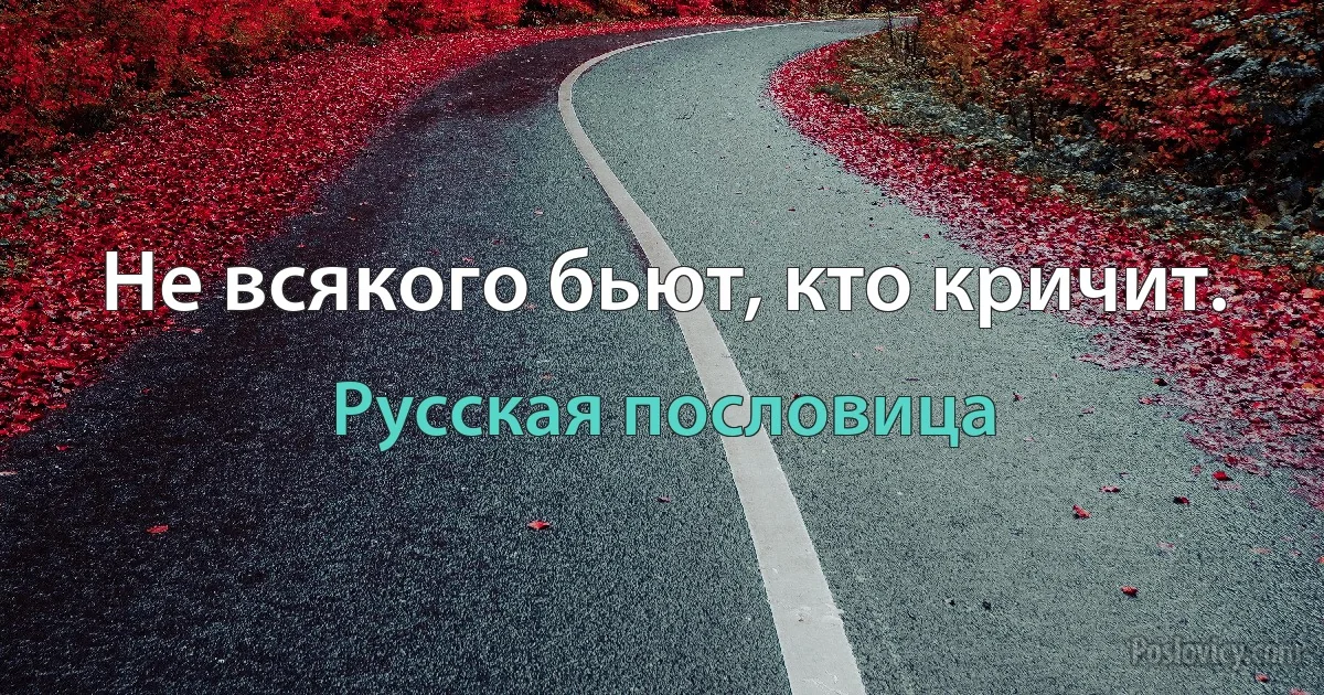 Не всякого бьют, кто кричит. (Русская пословица)