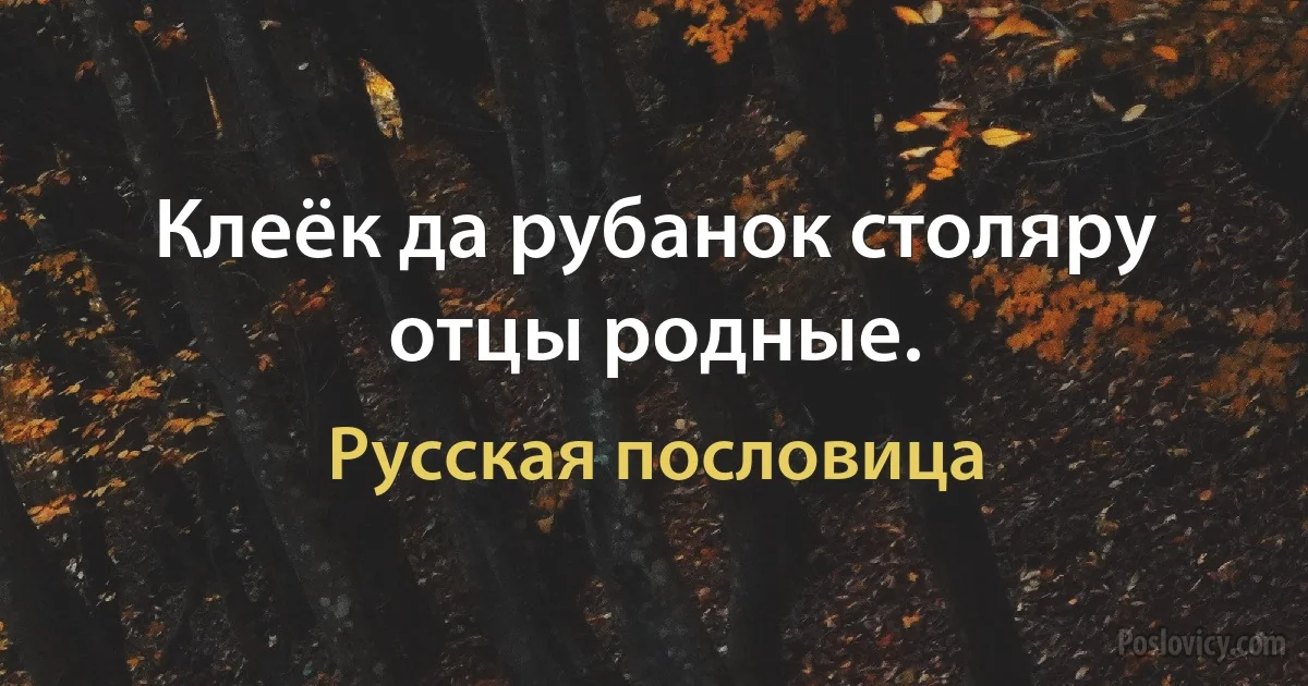 Клеёк да рубанок столяру отцы родные. (Русская пословица)