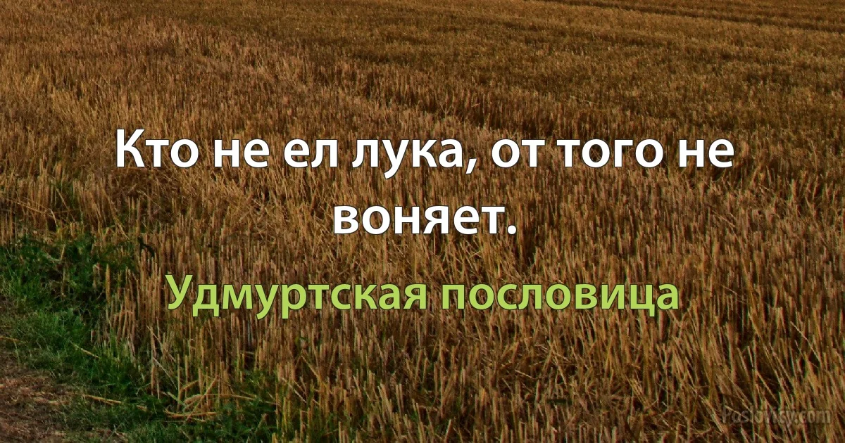 Кто не ел лука, от того не воняет. (Удмуртская пословица)