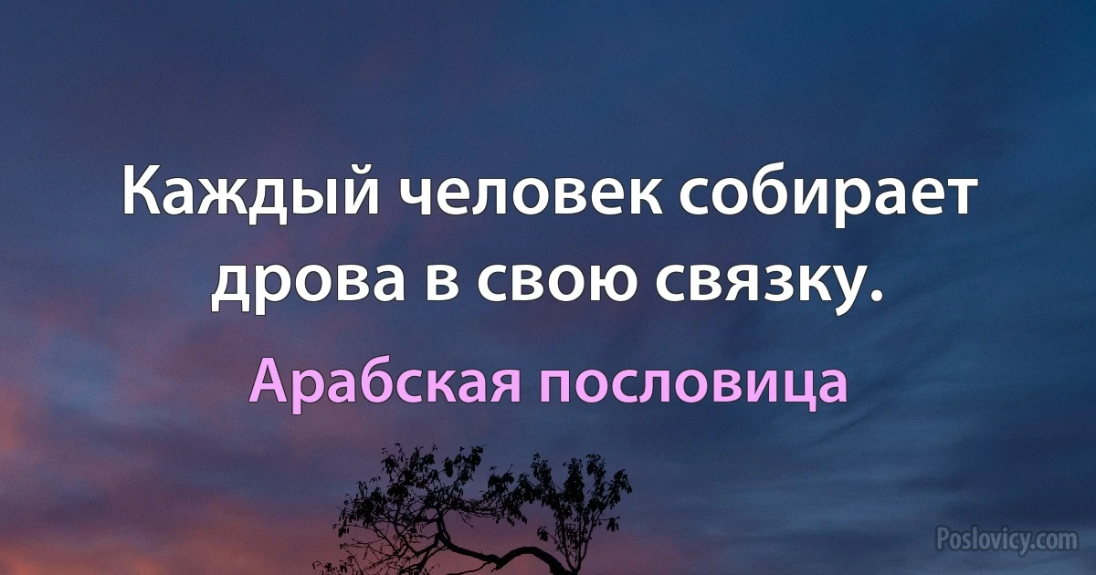 Каждый человек собирает дрова в свою связку. (Арабская пословица)