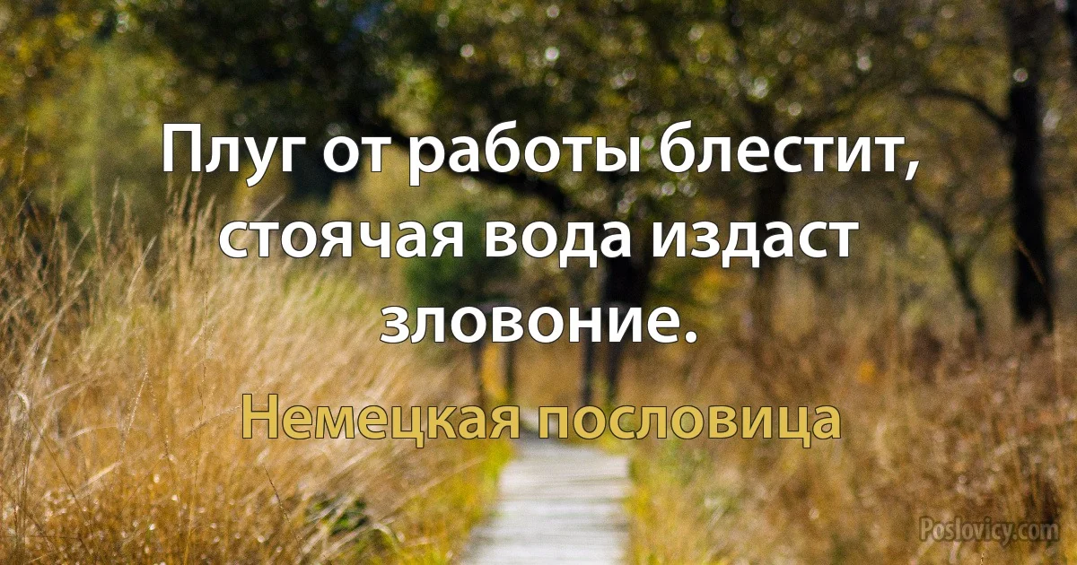 Плуг от работы блестит, стоячая вода издаст зловоние. (Немецкая пословица)