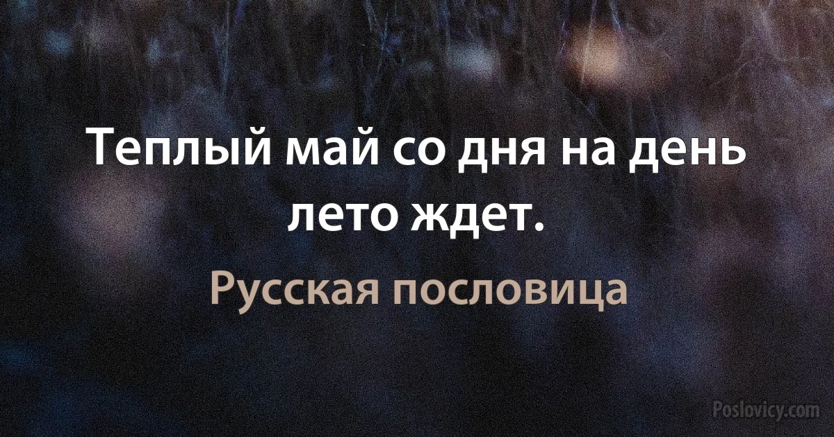 Теплый май со дня на день лето ждет. (Русская пословица)