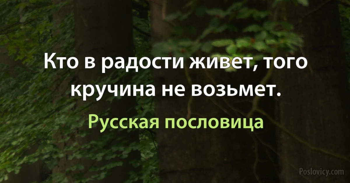 Кто в радости живет, того кручина не возьмет. (Русская пословица)