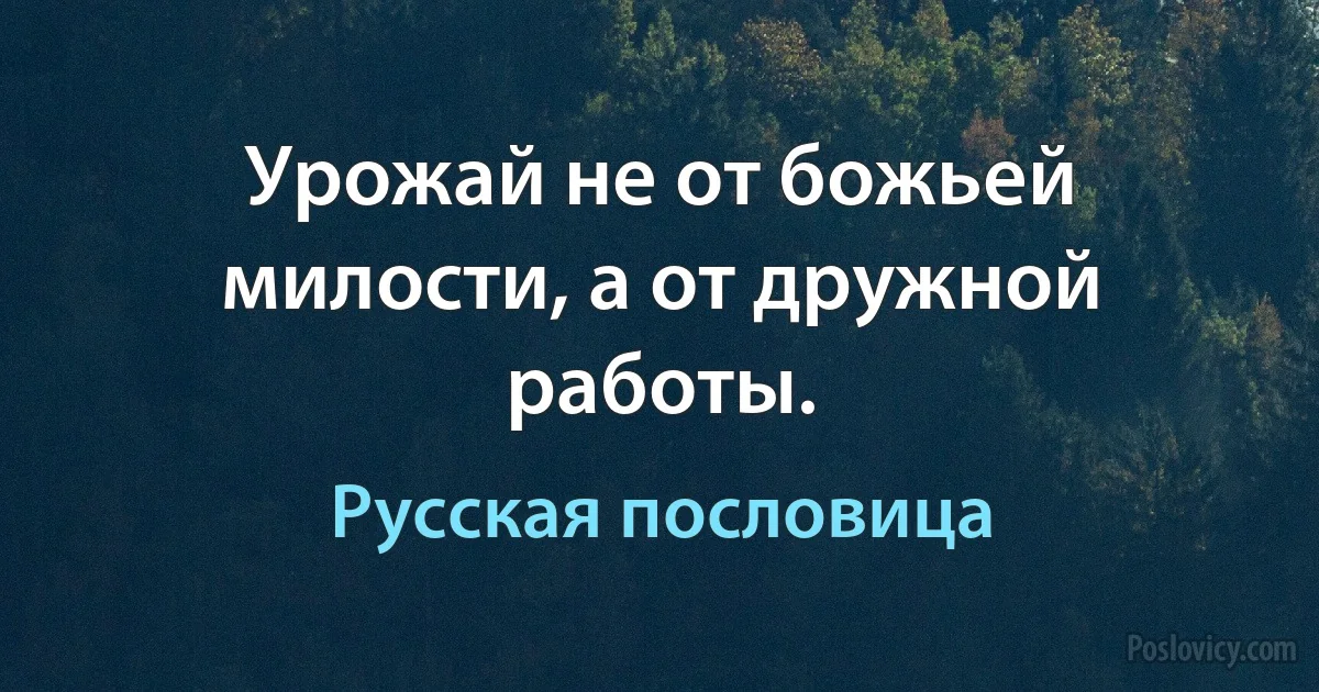 Урожай не от божьей милости, а от дружной работы. (Русская пословица)