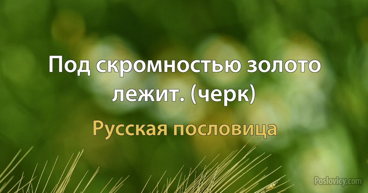 Под скромностью золото лежит. (черк) (Русская пословица)