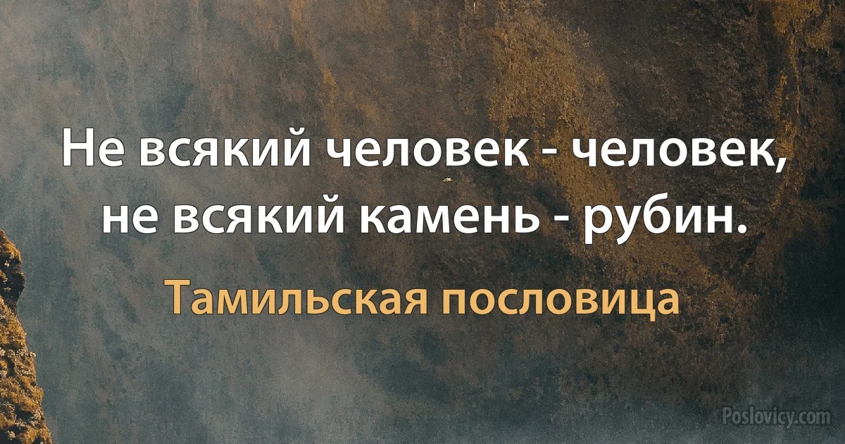 Не всякий человек - человек, не всякий камень - рубин. (Тамильская пословица)