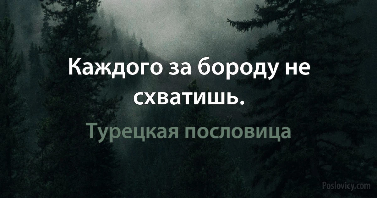 Каждого за бороду не схватишь. (Турецкая пословица)