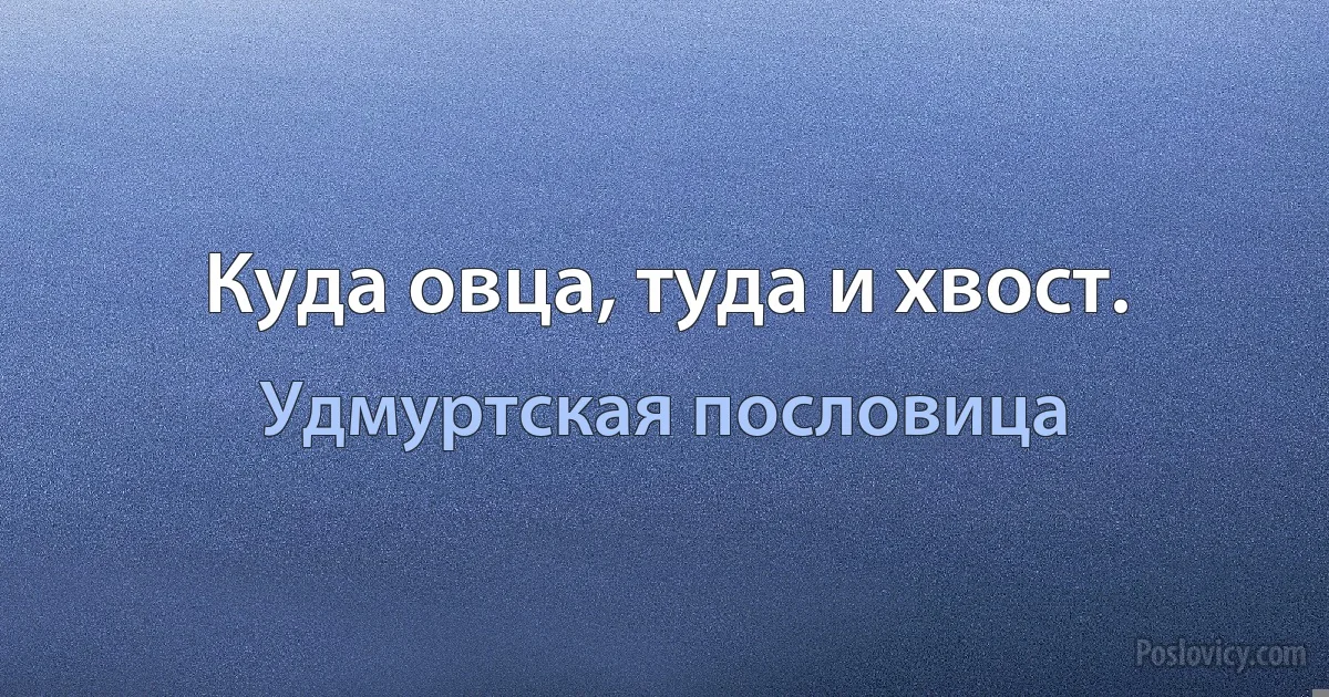 Куда овца, туда и хвост. (Удмуртская пословица)